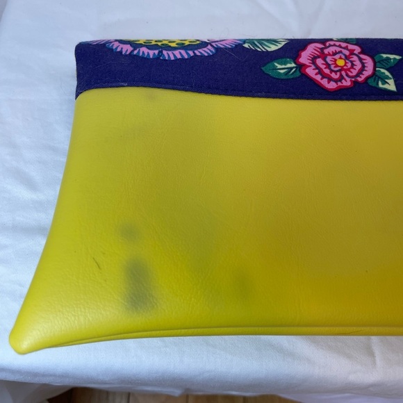 One of a Kind Handmade Floral Skull Yellow Clutch Bag - Picture 6 of 9